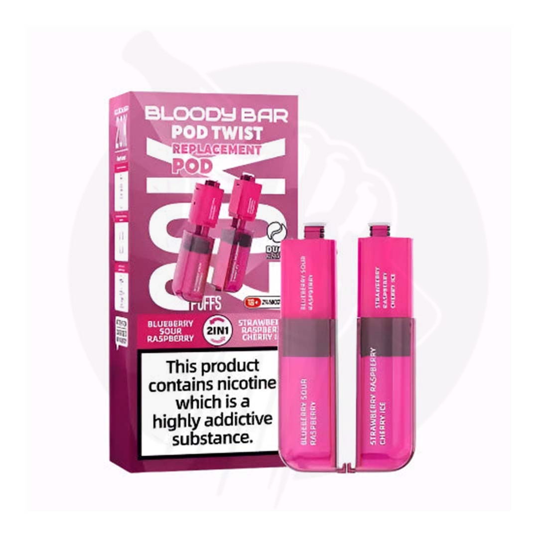 Bloody Bar Ultra Twist 20K Prefilled Pods Blueberry Sour Raspberry & Strawberry Raspberry Cherry Ice