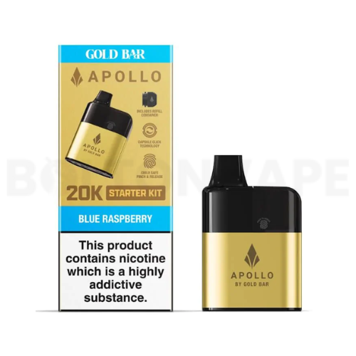 Blue Raspberry Gold Bar Apollo 20k Pod Vape Kit