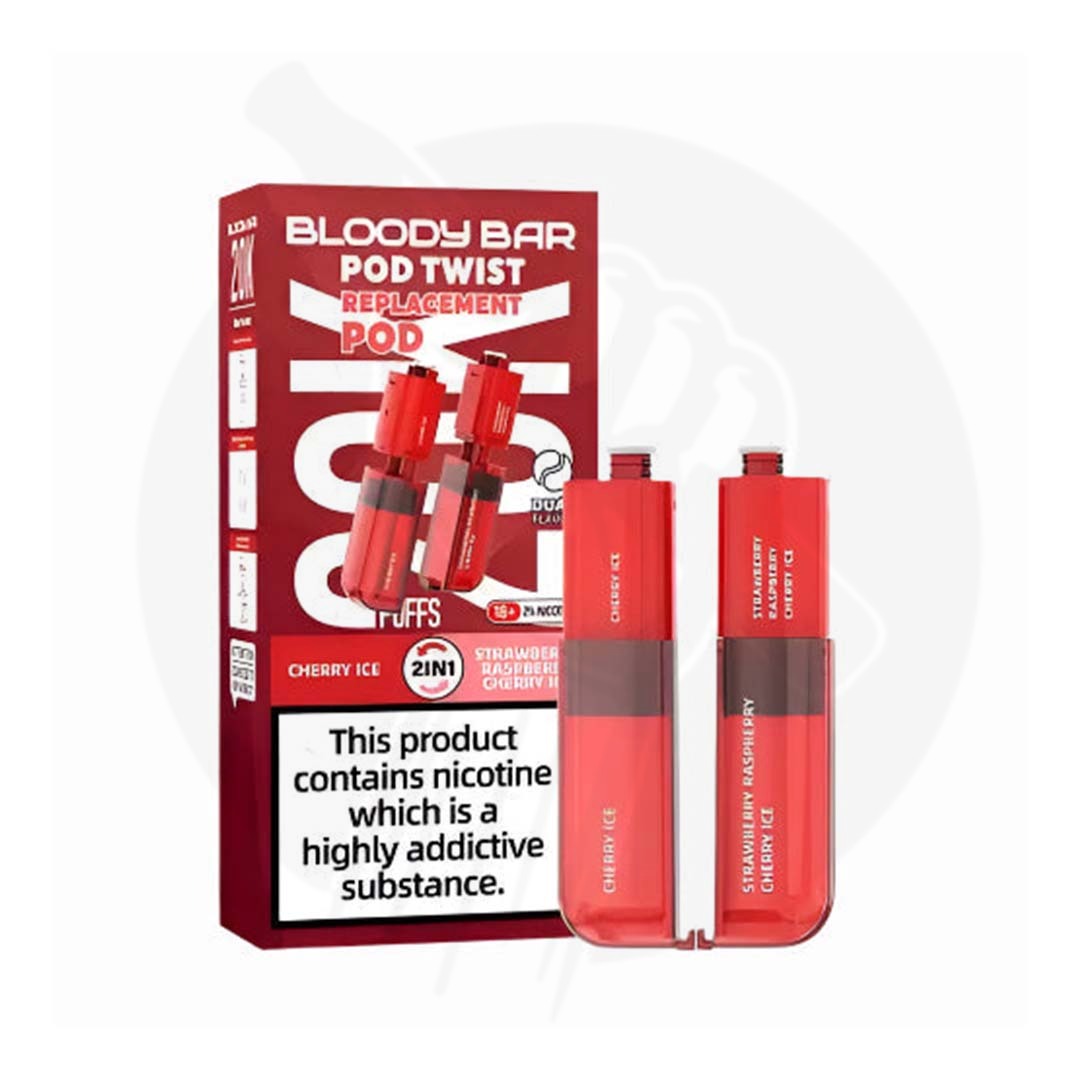 Bloody Bar Ultra Twist 20K Prefilled Pods Cherry Ice & Strawberry Raspberry Cherry Ice