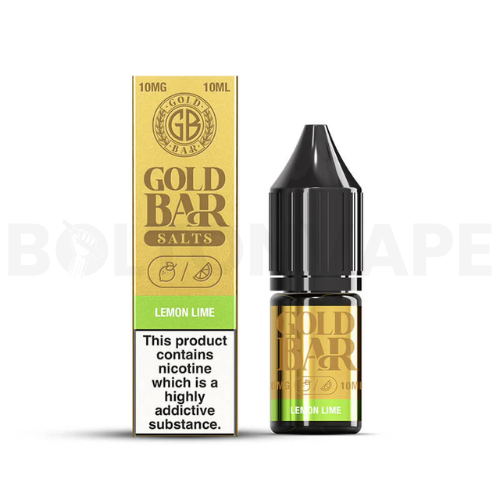 Lemon Lime 10ml Nic Salt E-Liquid By Gold Bar Salts