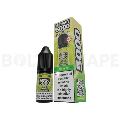 Peach Mango Watermelon 10ml Nic Salt E-Liquid By Ultimate Bar 5000